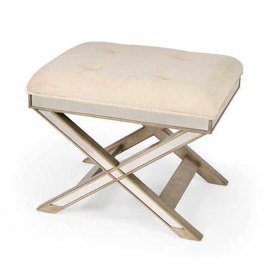 Butler Specialty Company Marlo Mirrored 26""W Vanity Stool, Cream  - 1253146