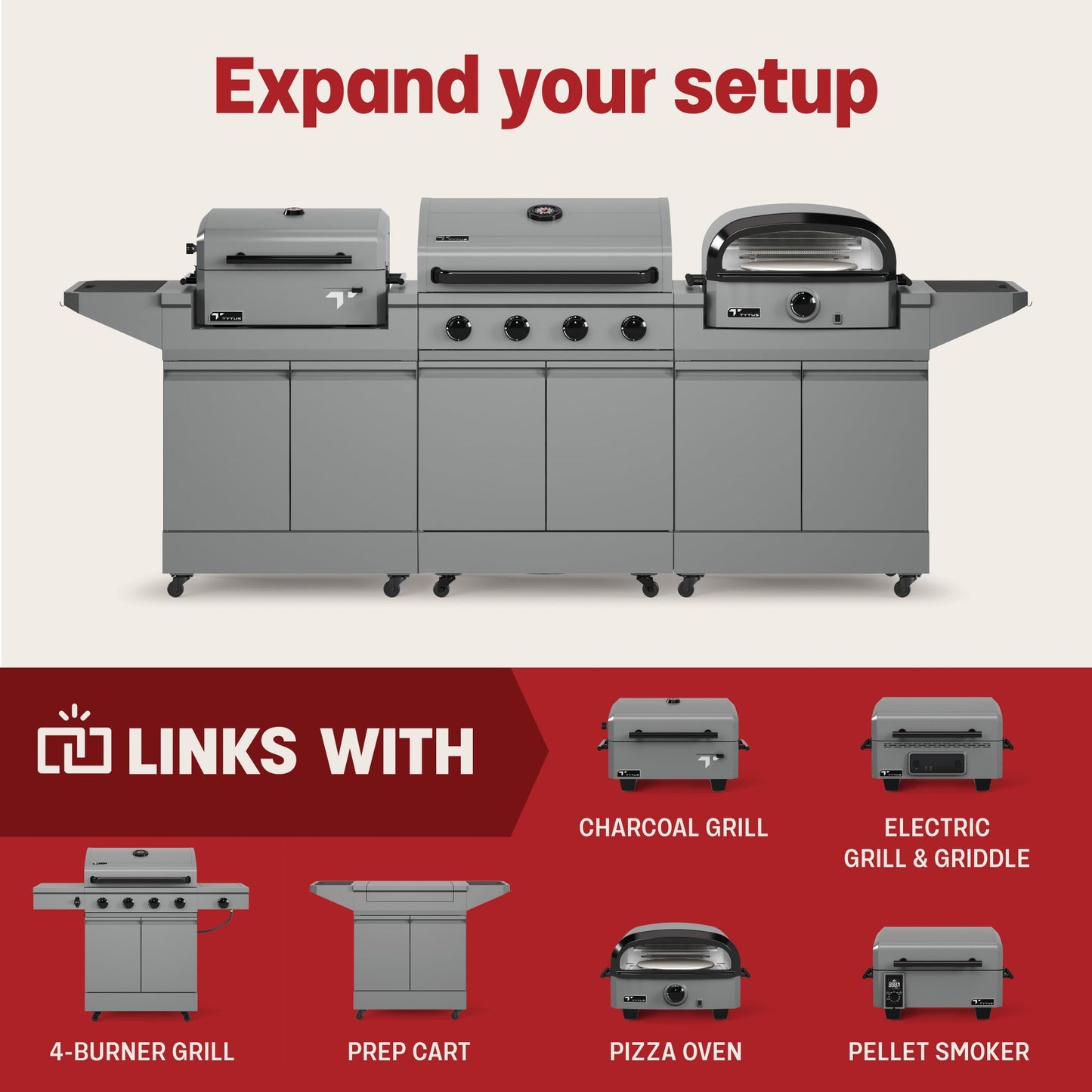 TYTUS Emberwood Gas Griddle with Grill and Prep Cart - TDT-CRT-GGRD