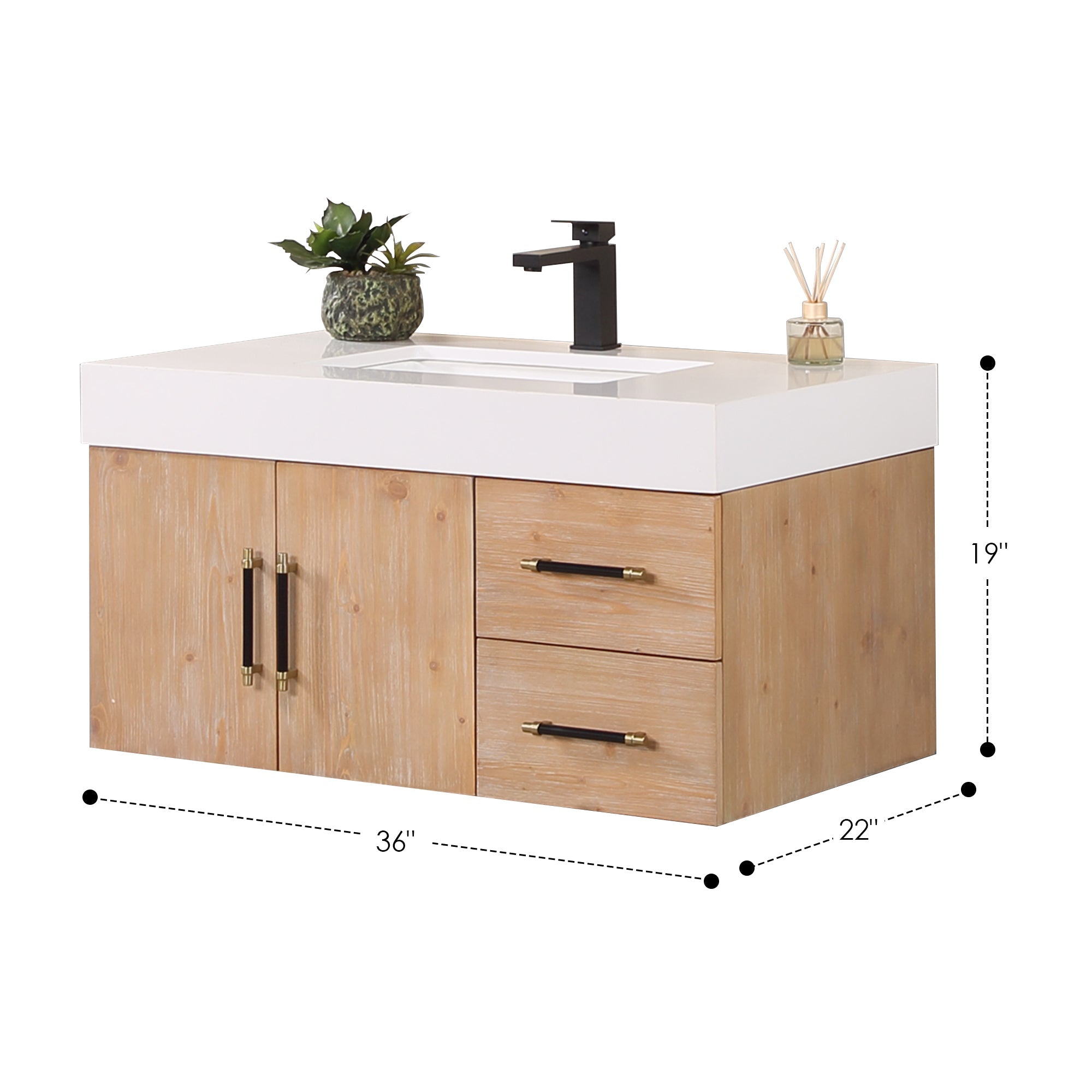 Altair Designs 36"/48" single vanity with top - 553036-LB-WH