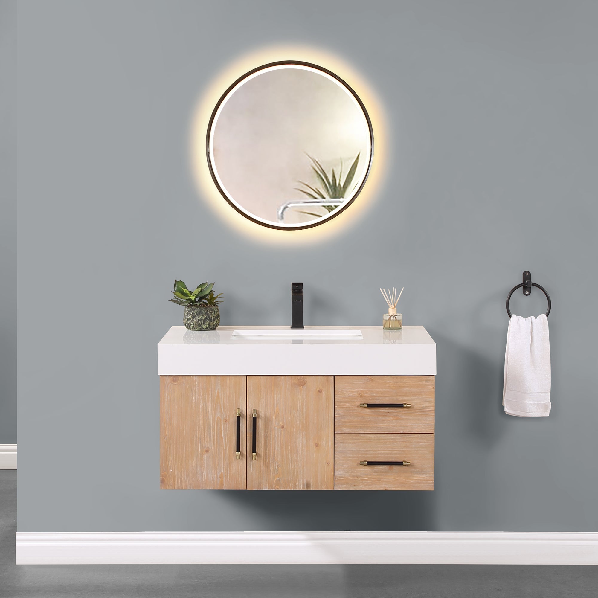 Altair Designs 36"/48" single vanity with top - 553036-LB-WH