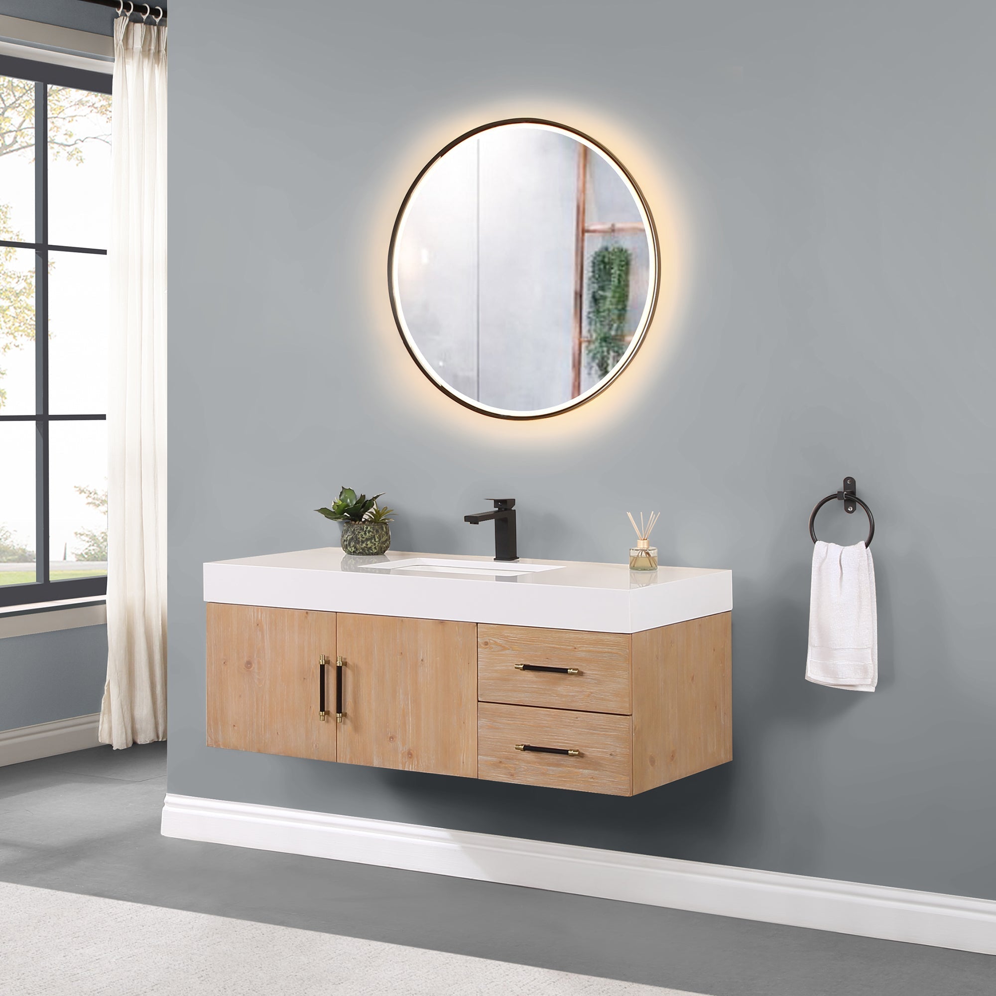 Altair Designs 36"/48" single vanity with top - 553036-LB-WH