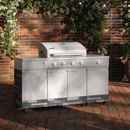 TYTUS Fresno 5-Burner LP/NG Convertible Grill in Stainless Steel + Ash Stone - TDT-021-0704