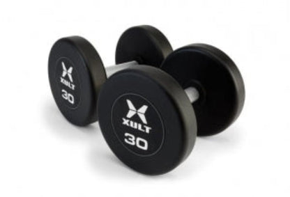 Johnson Health Tech XULT Urethane Hex Dumbbells - XULT Urethane Hex Dumbbell Pair, Black, 95 lb. - XT-095URE-HEX