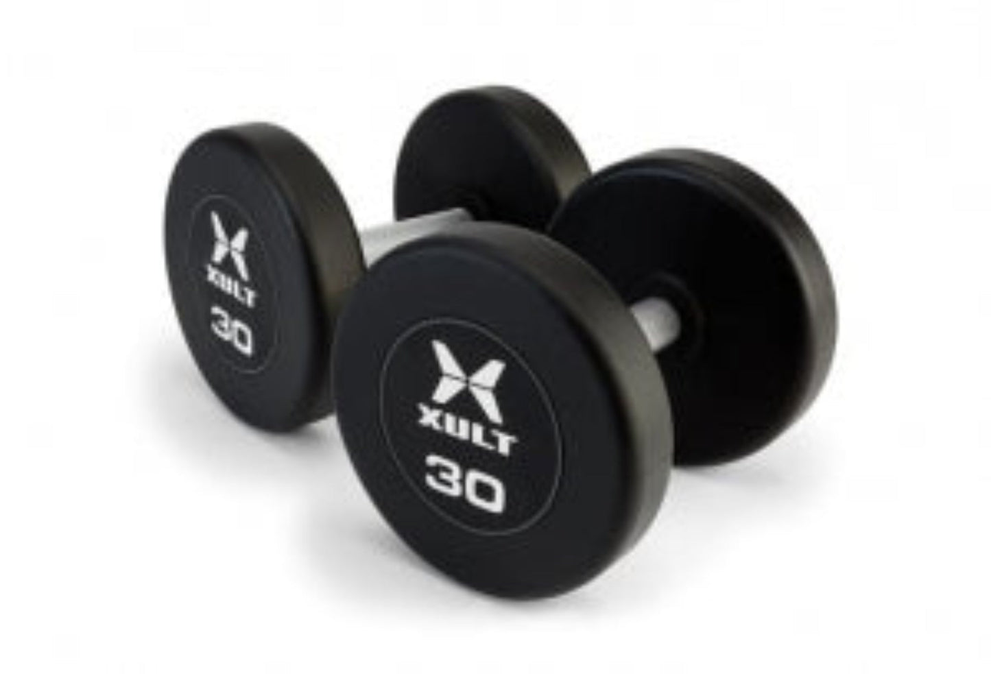 Johnson Health Tech XULT Round Rubber Dumbbells - XULT Round Rubber Dumbbell Set, Black, 37.5 lb. - XT-7.5-37.5RBR-RND