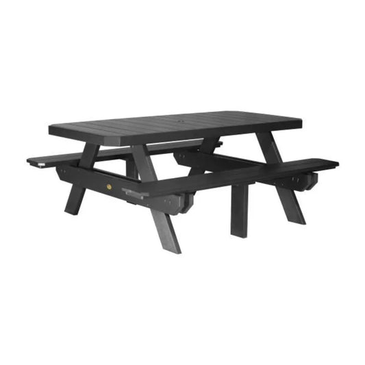 LuxCraft 6' Rectangular Outdoor Poly Picnic Table - P6RPTBK