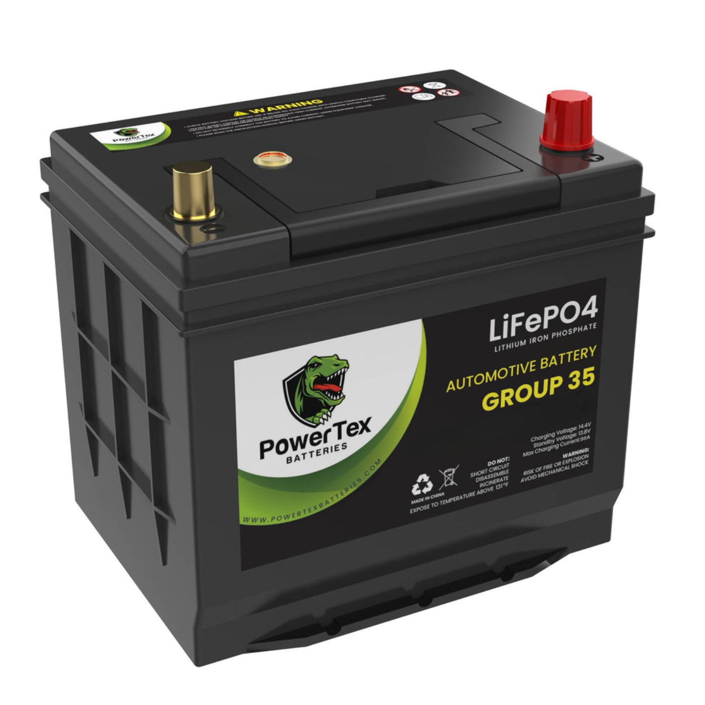 PowerTex 2022 Toyota GR86 H4 2.4L Replacement Car Battery BCI Group 35 Lithium LiFePO4 Automotive Powertex Battery - PTLG35-035