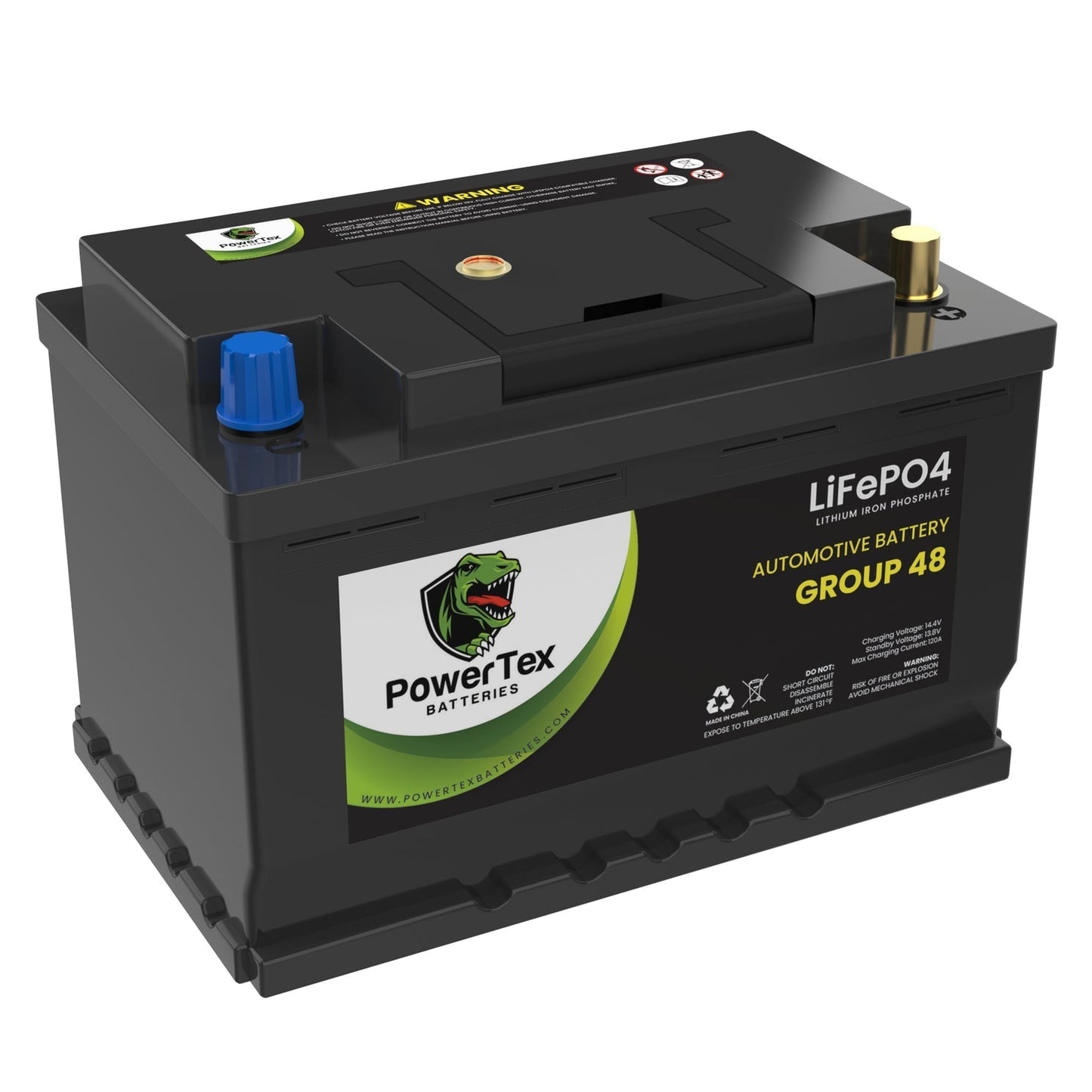 PowerTex 2023 Lexus NX250 L4 2.5L Replacement Car Battery BCI Group 48 Lithium LiFePO4 Automotive Powertex Battery - PTLG48-0406