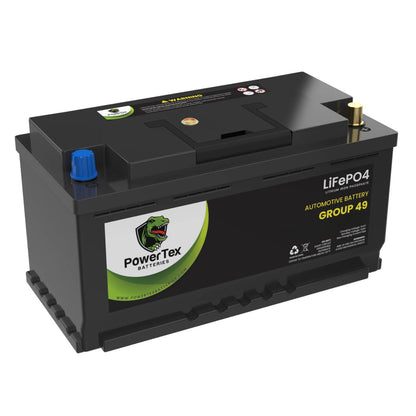 PowerTex 2022 Volkswagen Arteon L4 2.0LReplacement Car Battery BCI Group 49 Lithium LiFePO4 Automotive Powertex Battery - PTLG49-07