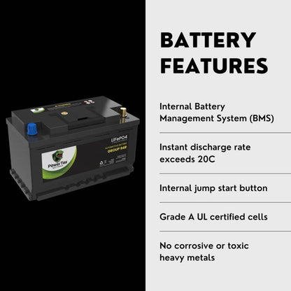 PowerTex 2022 Mercedes-Benz S500 L6 3.0LReplacement Car Battery BCI Group 49 Lithium LiFePO4 Automotive Powertex Battery - PTLG49-071