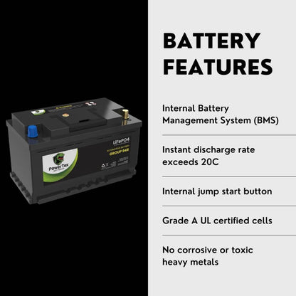 PowerTex 2013 Porsche Cayenne Car Battery BCI Group 94R / H7 Lithium LiFePO4 Automotive Battery - PTLG94R-1155