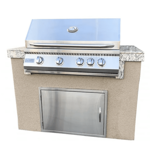 Kokomo Fiji 4' BBQ Island with 4 Burner Built-In BBQ Grill (FIJI-LP/NG) - FIJI-LP