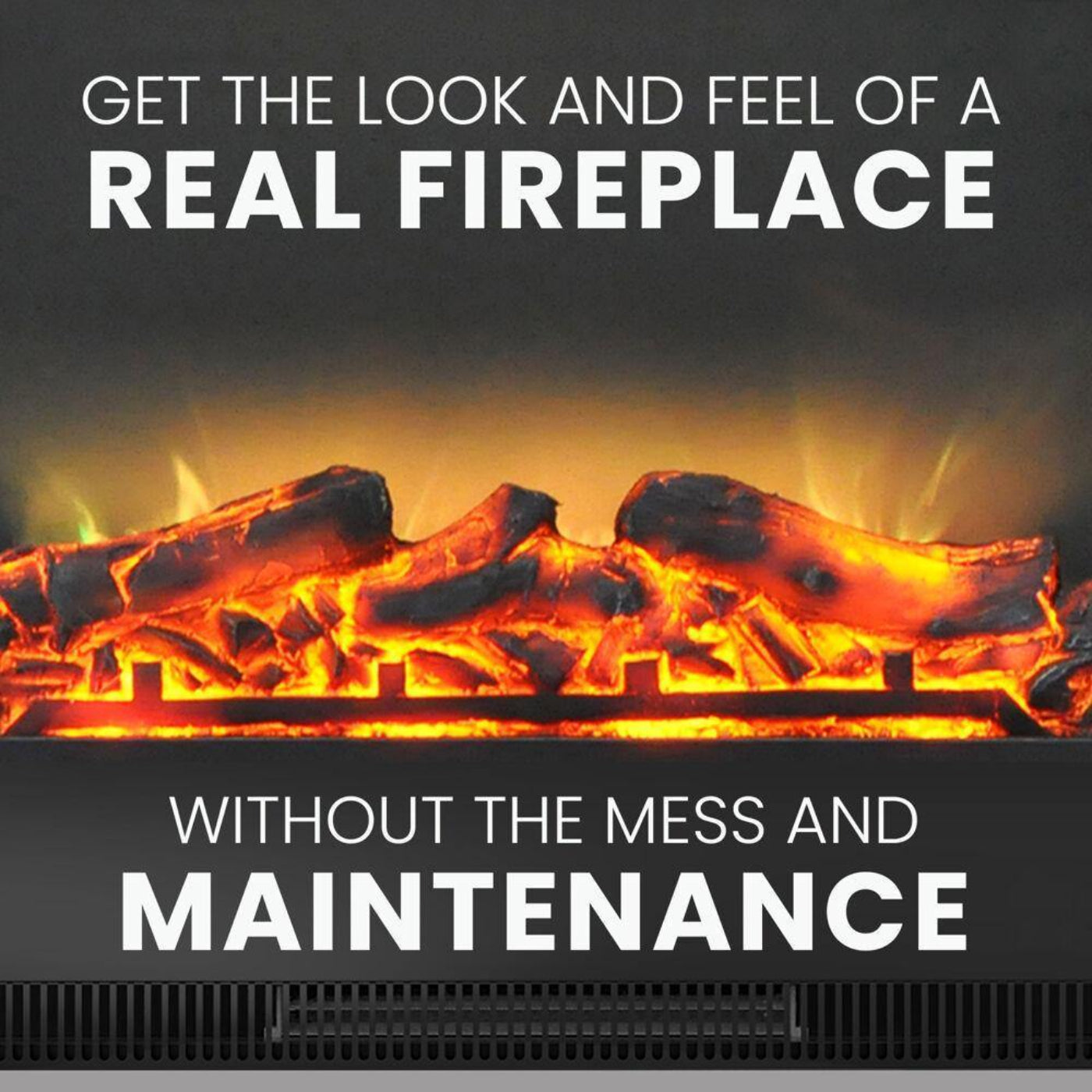 Cambridge 32-In. Sawyer Industrial Electric Fireplace Mantel with Realistic Log and Grate Insert and Color Changing Flames, - CAM5332-1MAHLG2