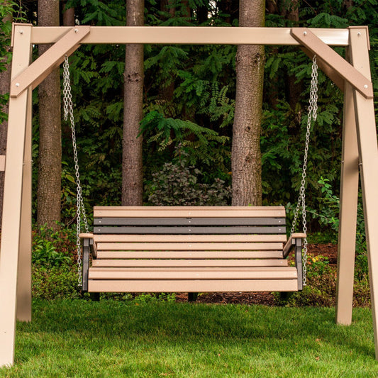LuxCraft 4' Rollback Poly Plain Porch Swing - 4PPSBK