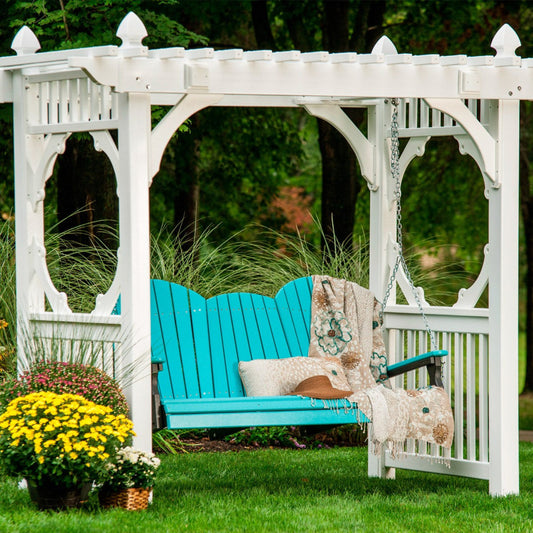 LuxCraft 5' Poly Adirondack Porch Swing With Flip Down Center Console - 5APSABB