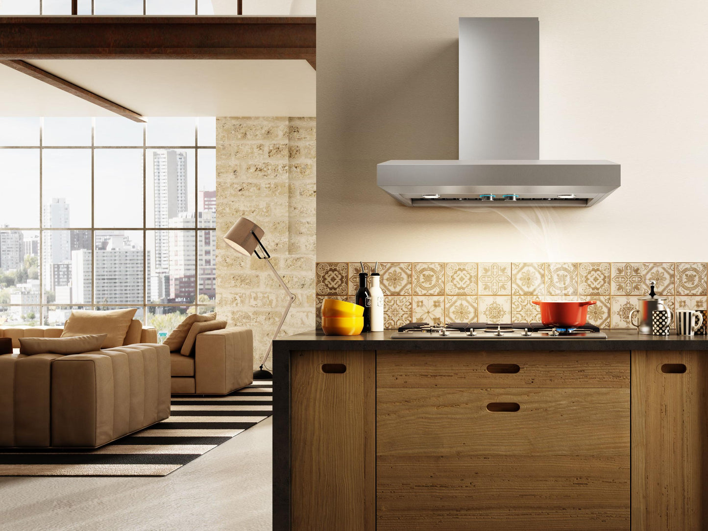 ELICA EVV636S1 VAVANO Wall Mount Range Hood 36" wide - 600CFM in Stainless Steel - EVV636S1