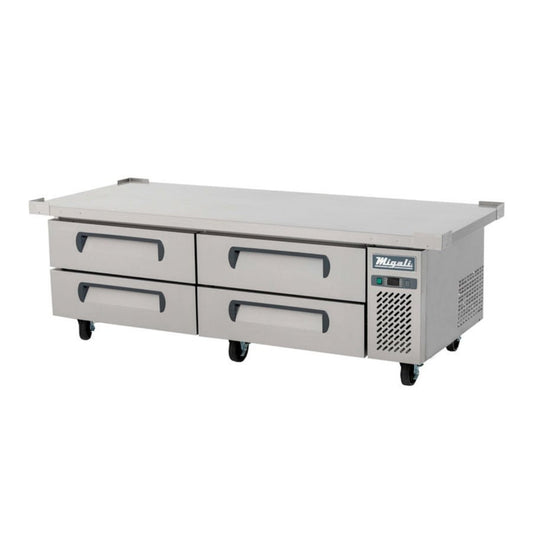 Migali  72” 4 Drawer Refrigerated Chef Base with 76" Extended Top - C-CB72-76-HC