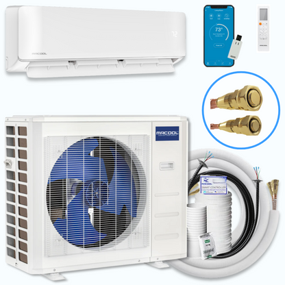 MRCOOL DIY5th Gen E Star 9,000 BTU Single Zone Mini Split Complete System 115V with 25 ft. DIY Quick Connect Line Set and DIYPRO Cable,   - DIY-09-HP-WM-115D25-O