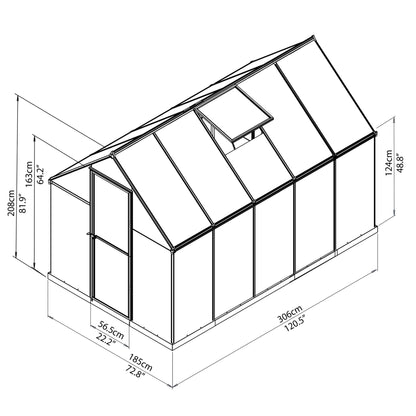 Palram - Canopia | Mythos Greenhouse Kit - 6 Ft Wide - Green With 4mm Twin-wall Polycarbonate Glazing - HG5005G