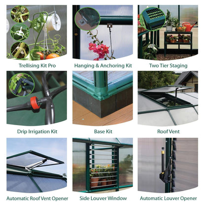 Palram - Canopia | Prestige 8x16 ft Clear Greenhouse Kit Package with 0.8mm Polycarbonate Glazing - HG7316C