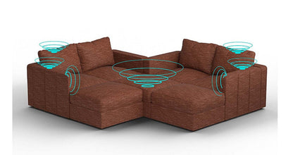 Lovesac – 7 Seats + 8 Sides Rained Chenille &amp; Standard Foam with 8 Speaker Immersive Sound + Charge System – Terracotta - 1772860073528_902